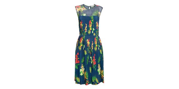 Vestido estampado azul com verde