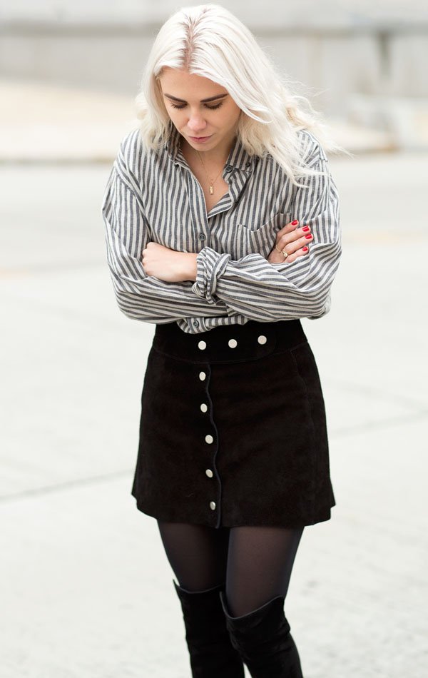 button-front-skirt-shirt