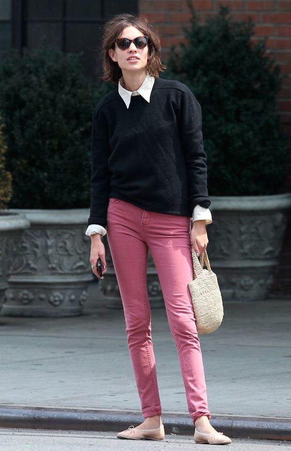 Alexa-Chung-Street-Style-Pink-Jeans-Street-Style