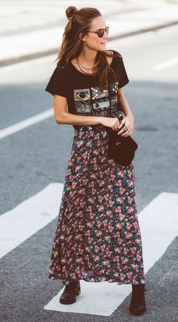 Boho-Style-Gypsy-Street-Style-Farm-Floral-Skirt
