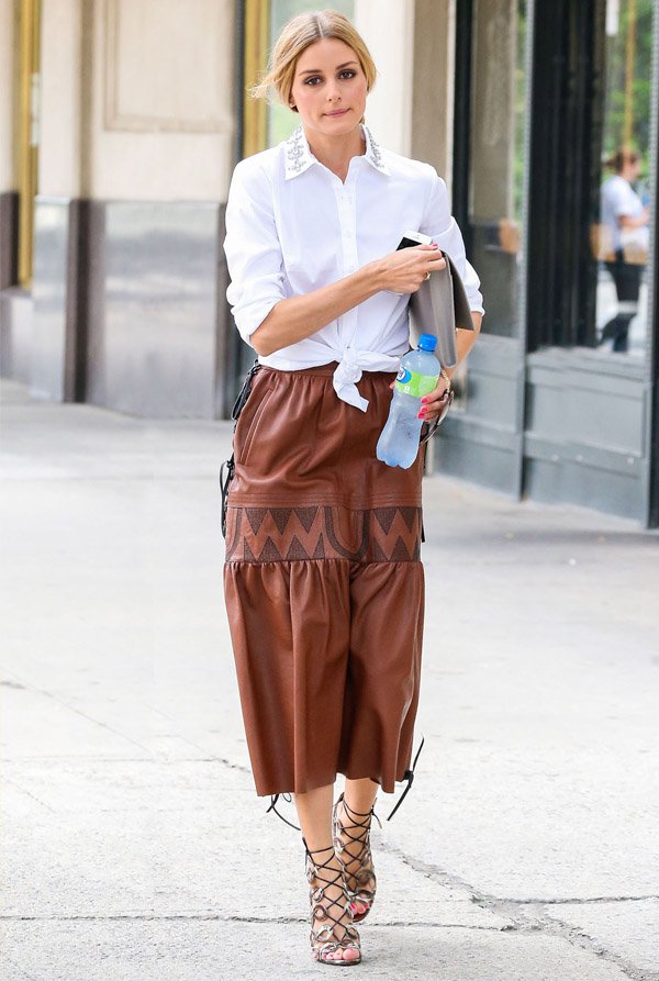 olivia-palermo-street-style-knot-shirt-lace-up-heels-leather-pants