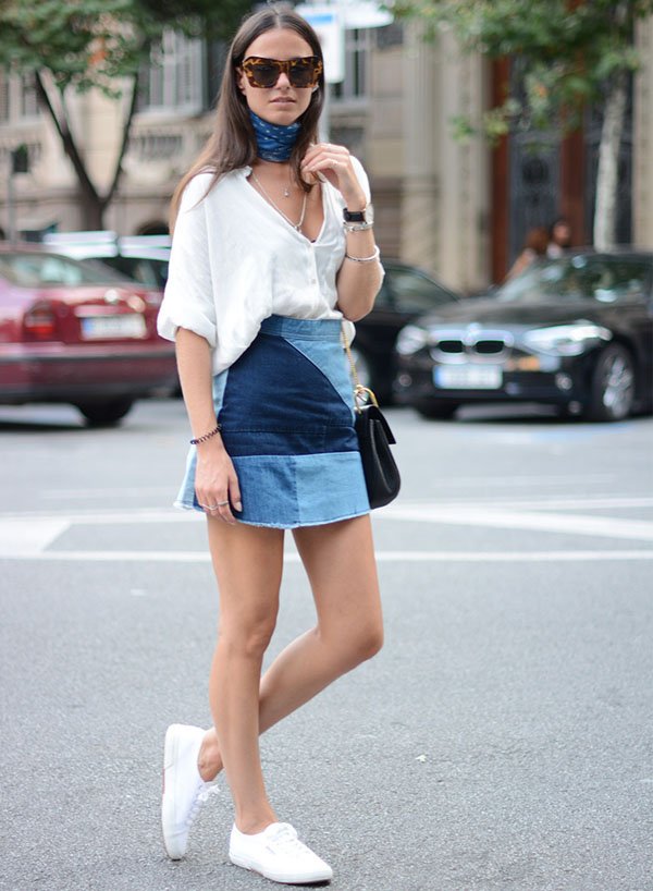 street-style-estilo-camisa-branca-saia-jeans-patchwork