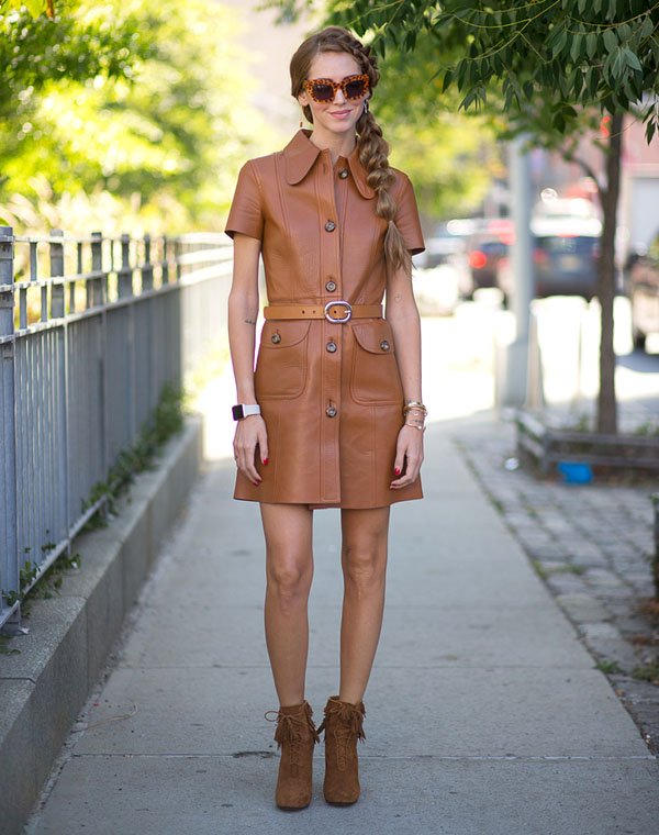 chiara-ferragni-street-style-leather-brown-dress-fringe-boots