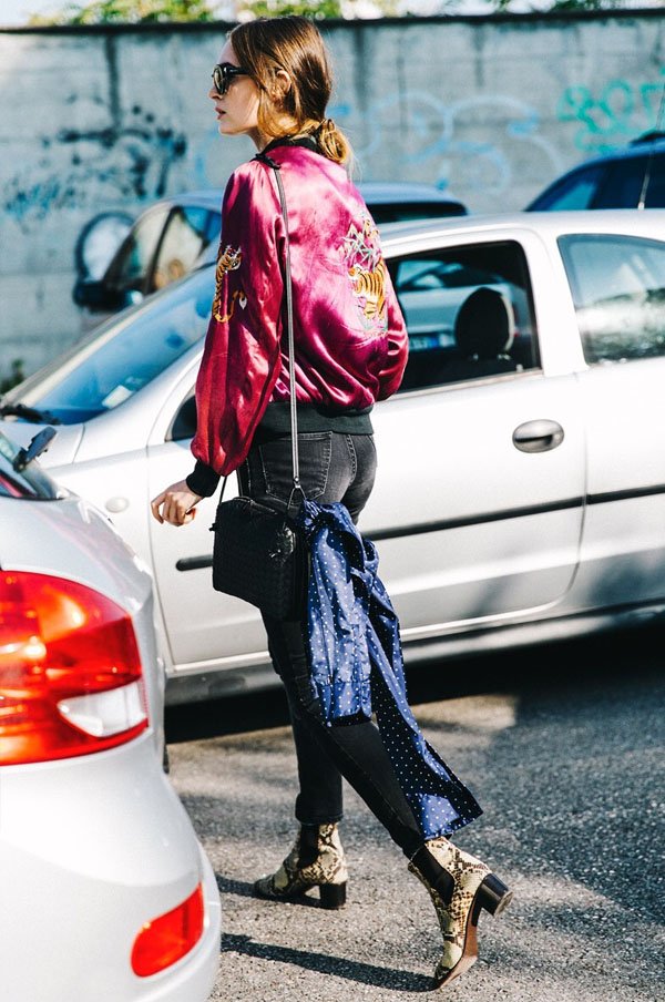 bomber-jacket-pink-street-style-snake-print-boots