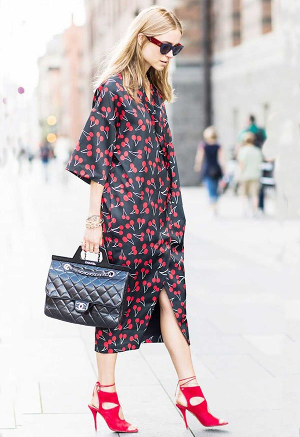 chanel-bag-red-lace-up-shoes-midi-dress-style