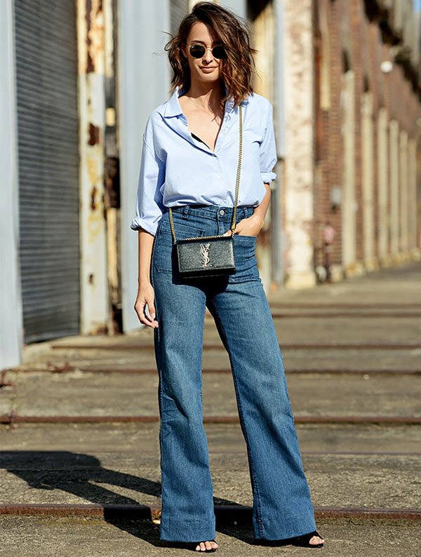 look-street-style-calca-flare-camisa-jeans