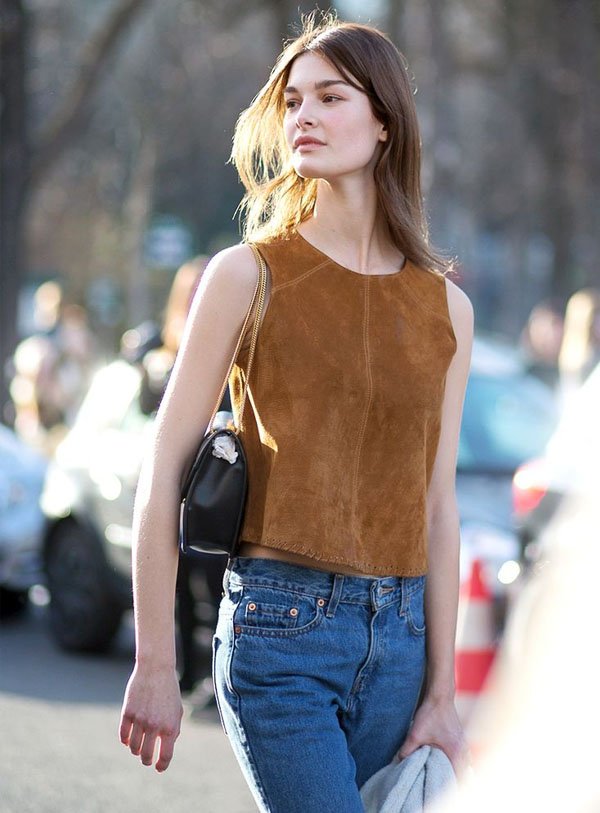 suede-top-cropped-denim-pants-street-style