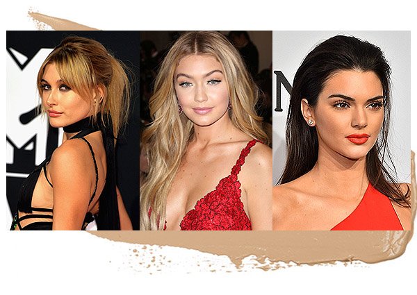 Hailey Baldwin, Kendall Jenner e Gigi Hadid Beleza Maquiagem Corretivo