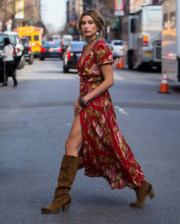 hailey baldwin look maxi dress