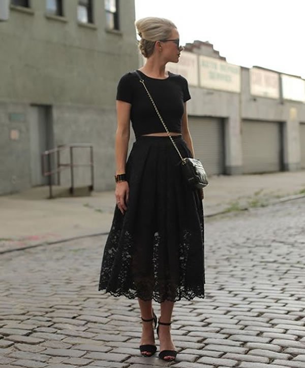 Classic All Black Cropped Skirt