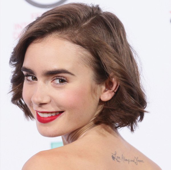 Lily Collins Beauty Red Lips