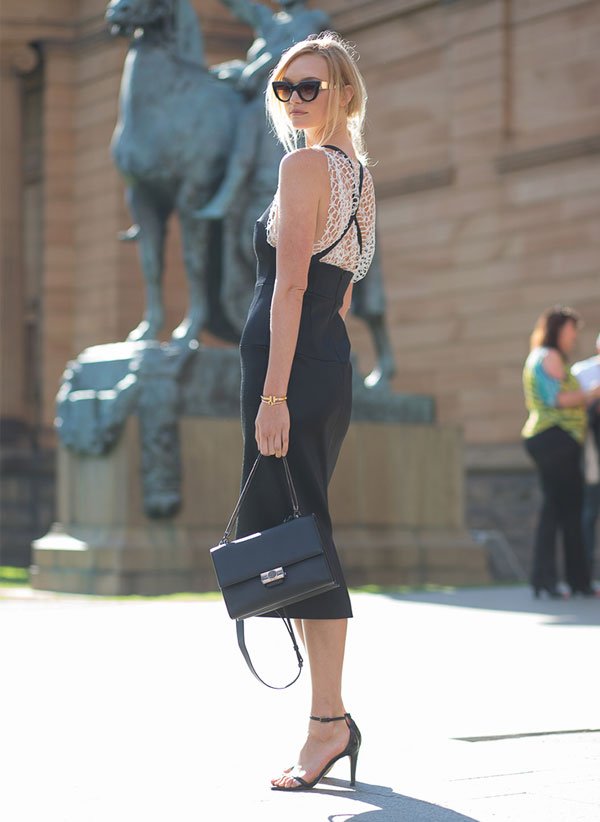 look black dress australia street style