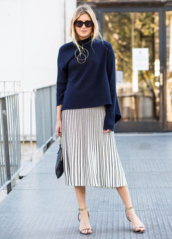 look saia plissada suéter street style