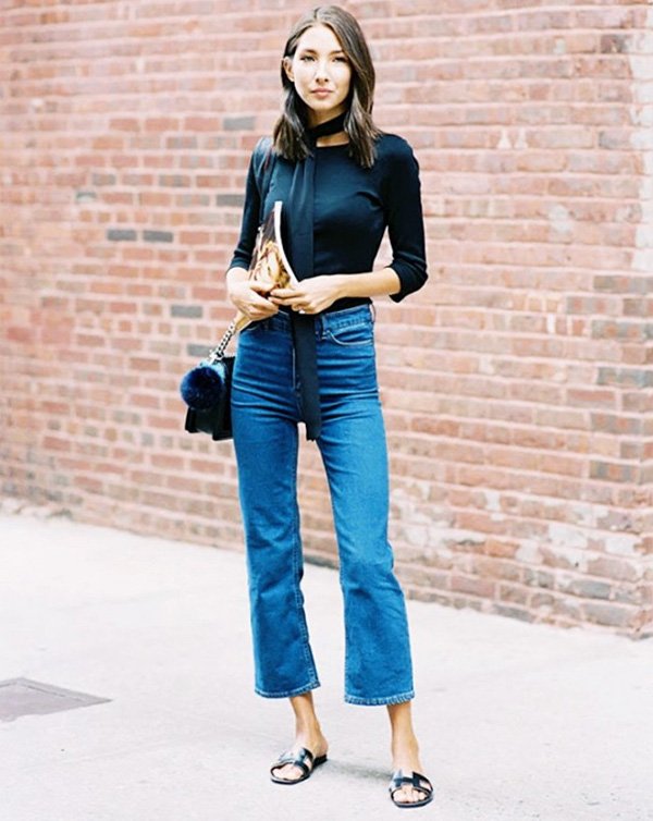 look cropped pants flats street style