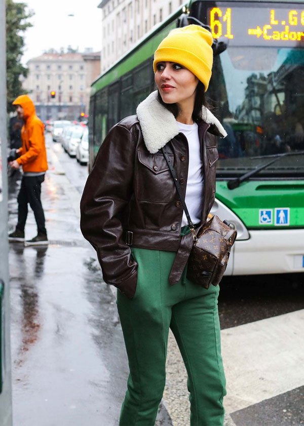 look green pants mfw day5 street style