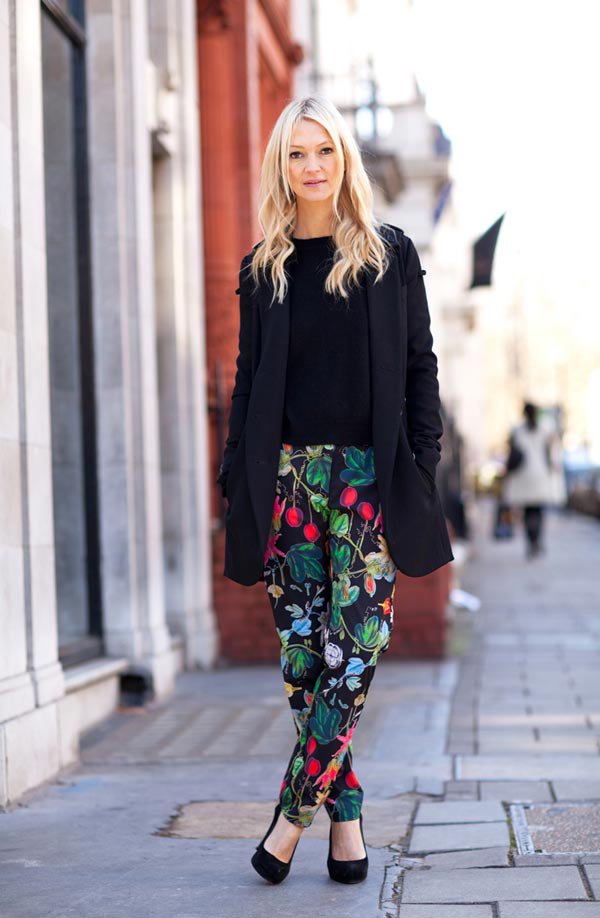 calça floral inverno street style