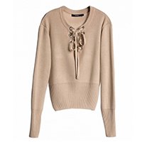 Lace Up Sweater Bege