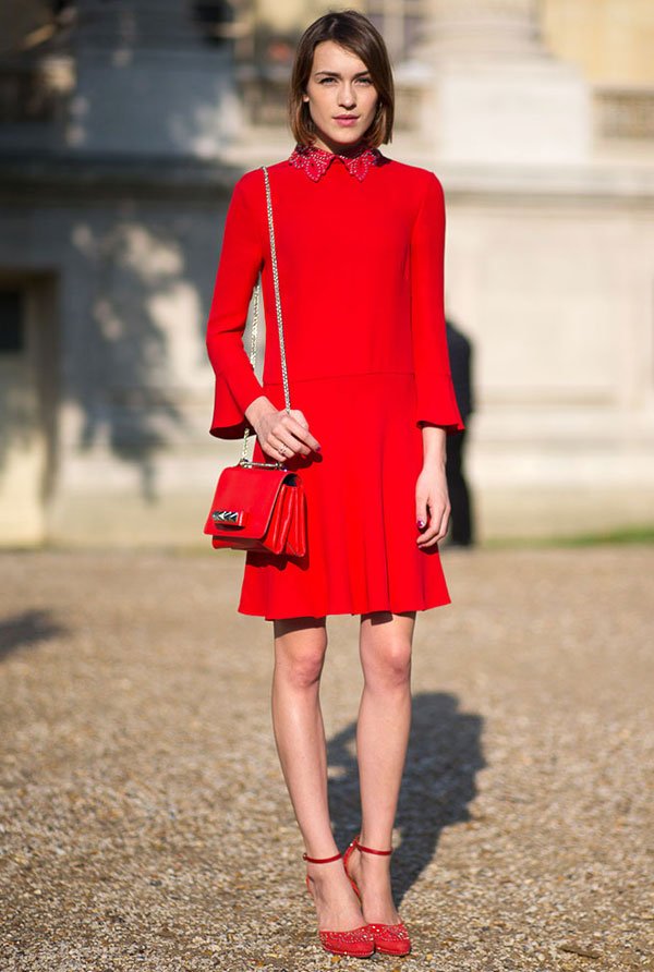 paris fashion week 2015 all red street style