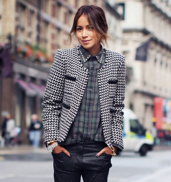julie sarinana tweed coat street style