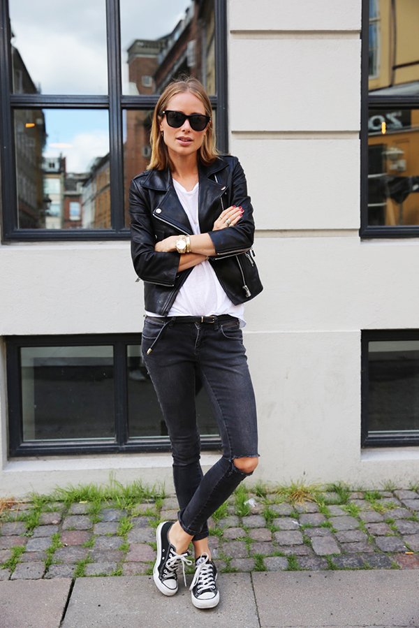 Jaqueta de couro é um ´tomio complemento para aquela sua calça jeans
