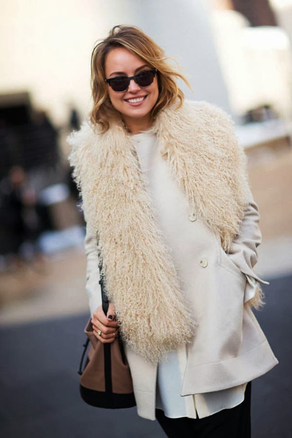 street style colete faux fur off white
