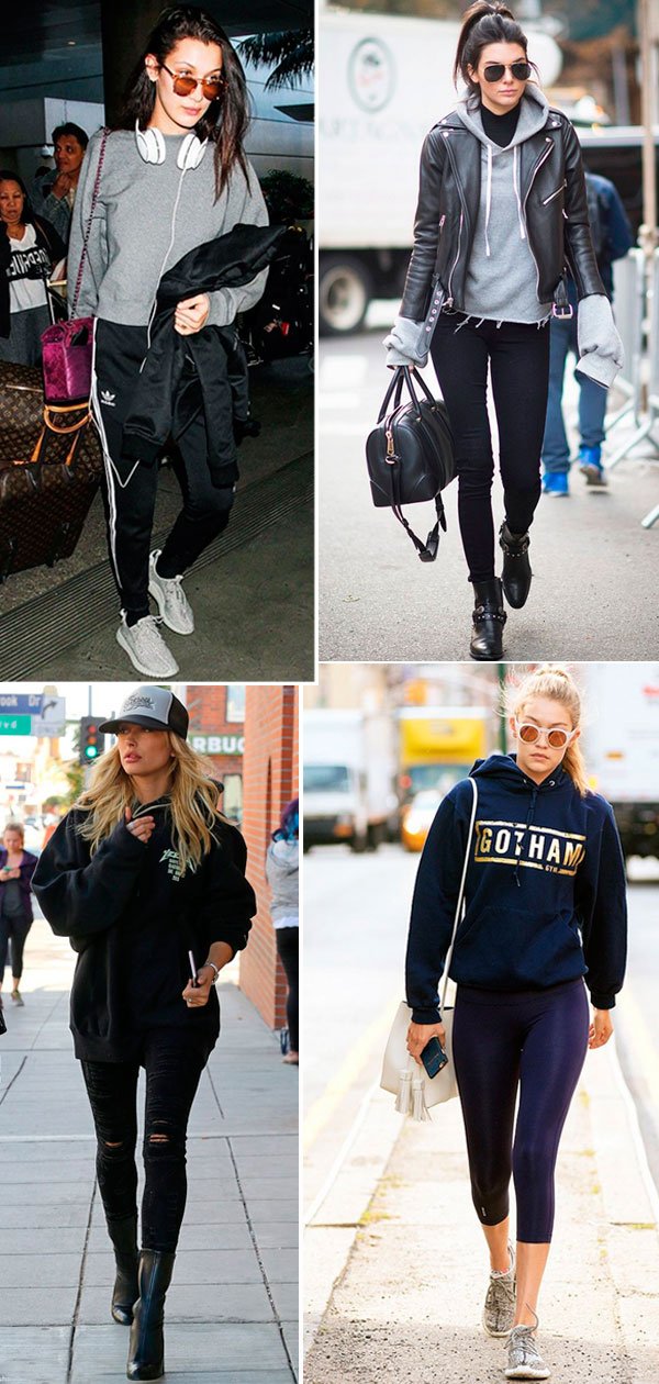Street style look Hailey Baldwin, Kendall Jenner, Bella e Gigi Hadid.