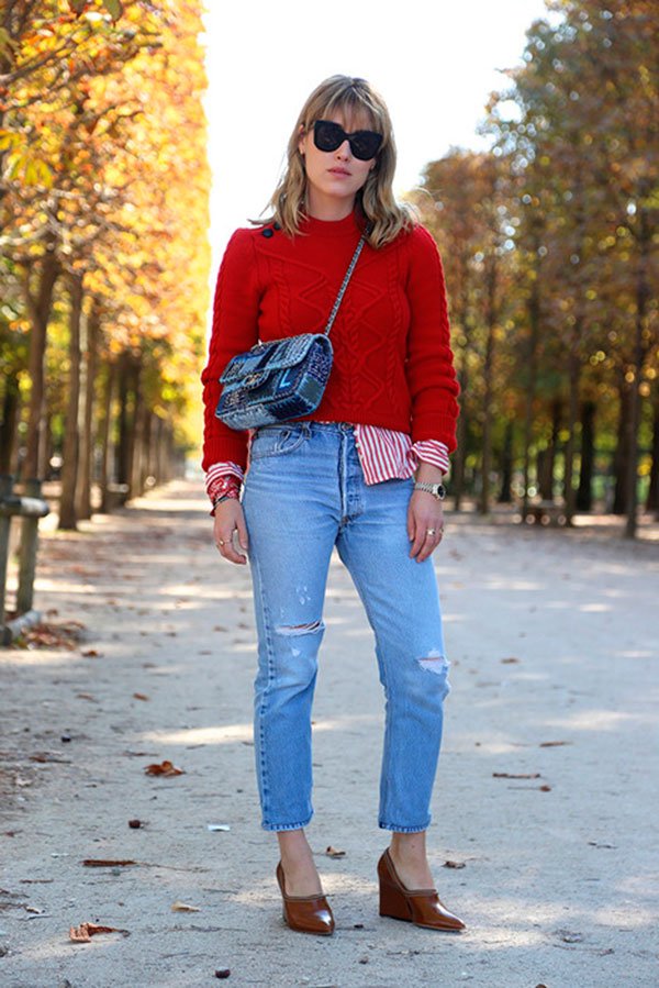 vermelho e jeans