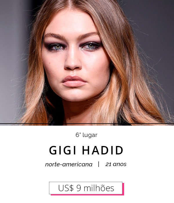 gigi hadid 6 lugar ranking modelos mais bem pagas do mundo 2016