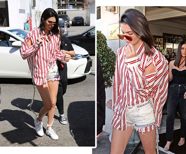 Kendall Jenner Shirt Vermelha Sob Short