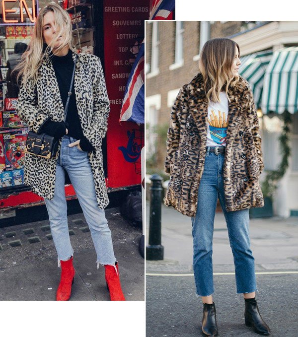 Street style look animal print.