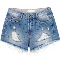 Shorts Jeans Destroyed Com Spikes