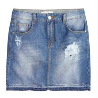 Saia Jeans Destroyed Com Lavação