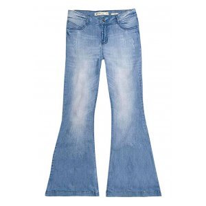 Calça Feminina Em Jeans Super Flare Com Cintura Alta E Puídos