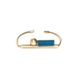 Bracelete Ágata Azul - Ouro Velho Tamanho: U - Cor: Ouro Velho