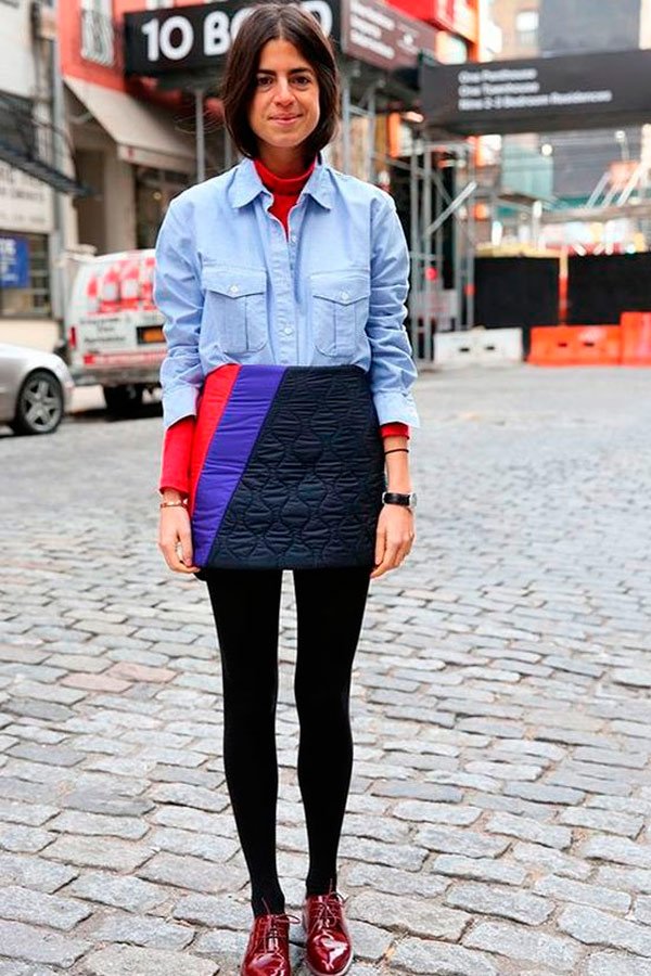 Leandra Medine - saia-turtleneck-camisa-jeans-meia-calca - saia - outono - Street Style