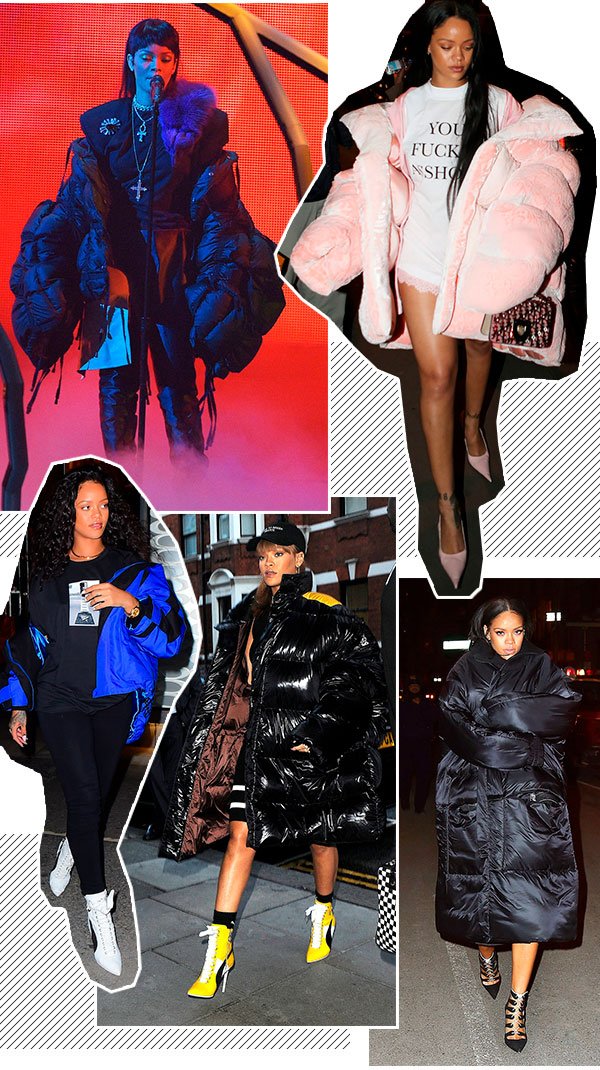 Rihanna - casaco - puff jackets - inverno - street style