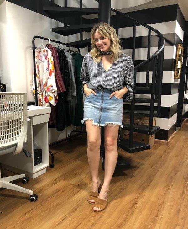 Karina Facci - blusa-vichy-saia-jeans-mule - saia-jeans - verão - street style