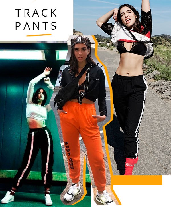 track pants - dua lipa - looks - moda - street style