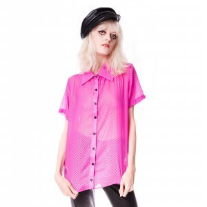 Camisa De Chiffon Checkered Pink Tamanho: Pp - Cor: Rosa