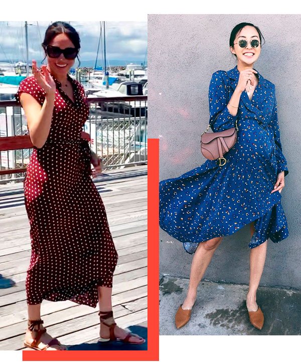 Chriselle Lim, Meghan Markle - vestido-transpassado - maternidade - verão - street-style
