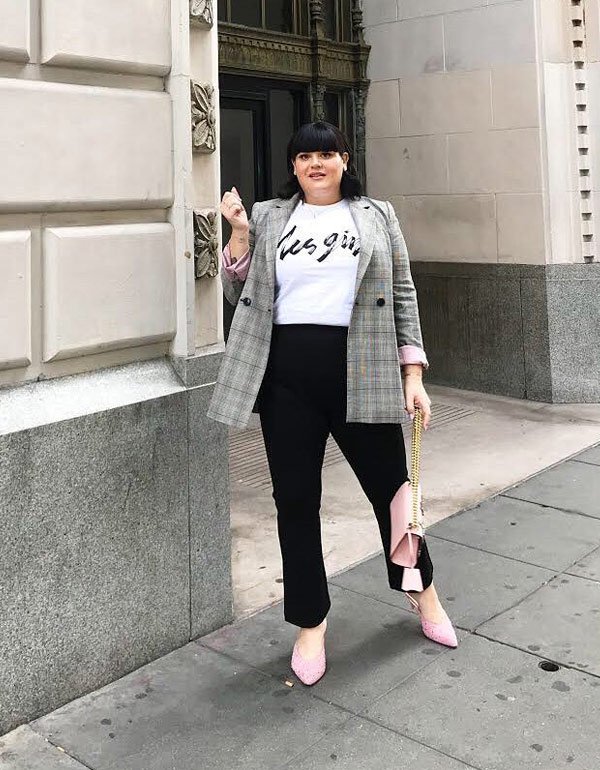 Nicolette Mason - t-shirt-blazer-slingback - blazer - meia estação - street style 2019