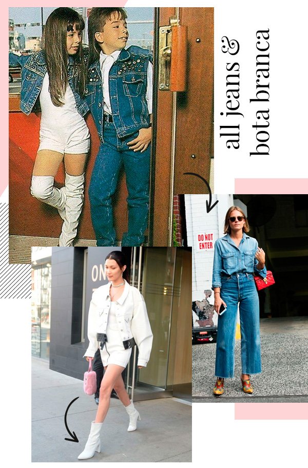 Sandy & Júnior, Bella Hadid - jeans, bota branca - jeans, bota branca - outono - street-style
