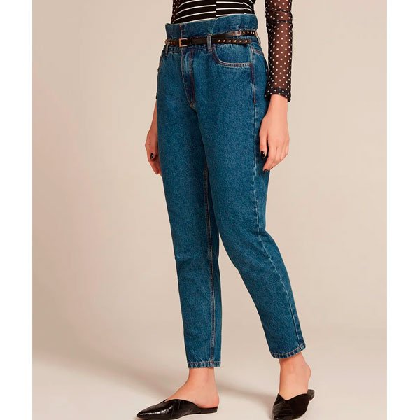 calça jeans feminina mom azul médio