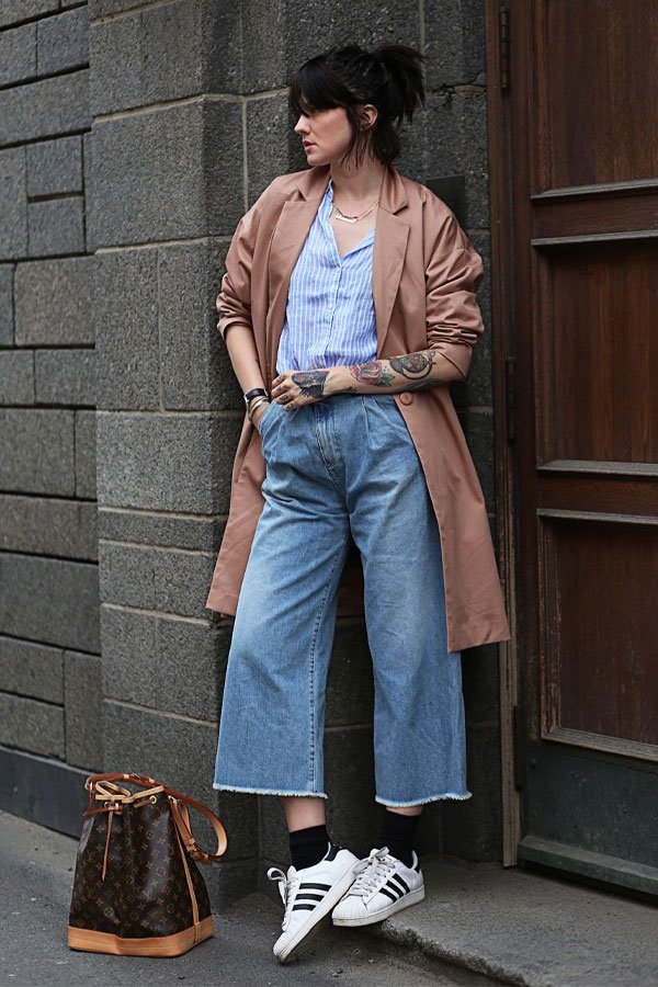 reprodução pinterest - calça jeans  - pantacourt jeans - inverno - street style