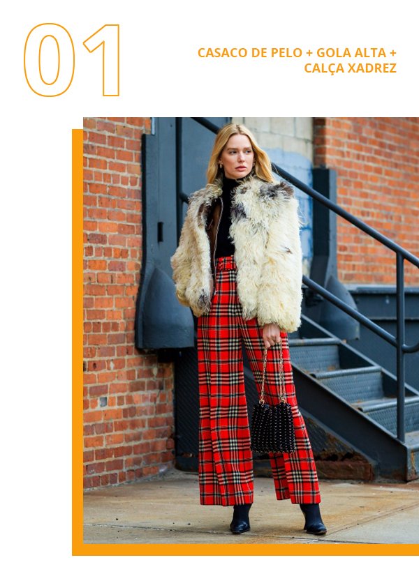 Modelo - Xadrez - Casaco de Pelo - Inverno - Street Style