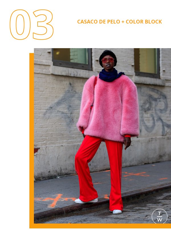 Modelo - Collor block - Casaco de Pelo - Inverno - Street Style