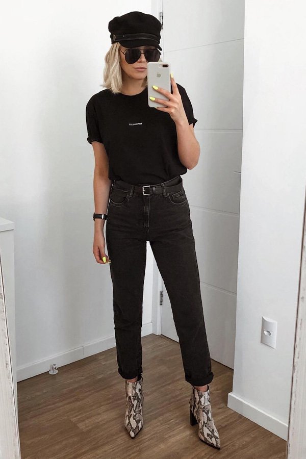 Monique Guerini - mom jeans - calça preta - inverno - street style