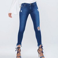 Calça Jegging Jeans Cropped Destroyed