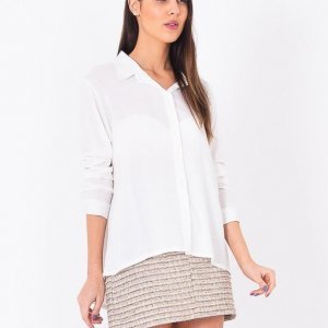 Camisa Longa Atras Branca - P Branco