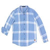 Camisa Masculina Manga Longa Com Lavanderia Jeans - Azul